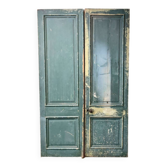 Double interior fir door from a manor - 19th century