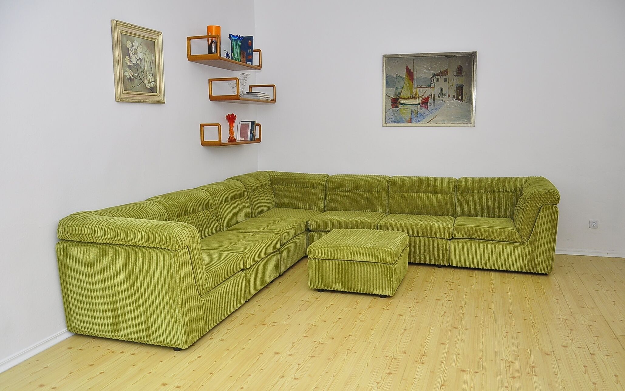 Mid-century corduroy modular sofa, 1970s