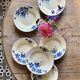 Set of 6 old-fashioned soup plates with blueberry decorations