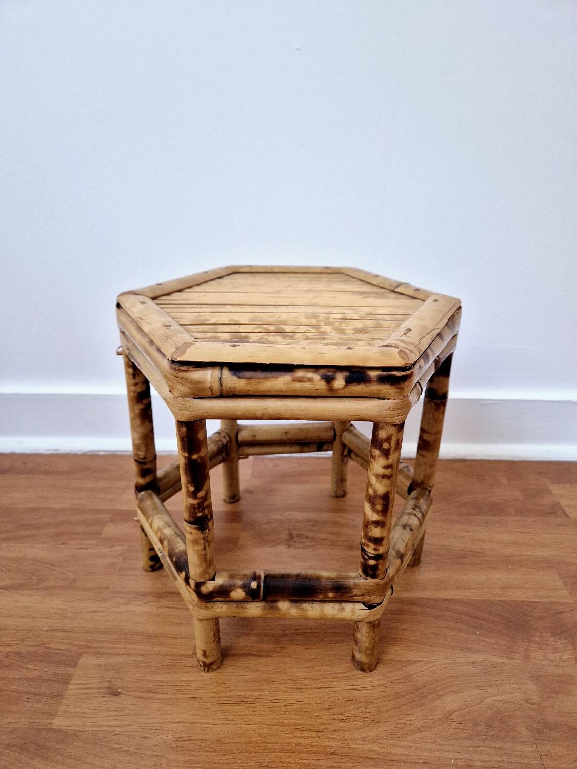 Vintage bamboo stool, plant stand