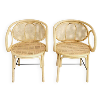 Fauteuils en rotin et cannage, set de 2