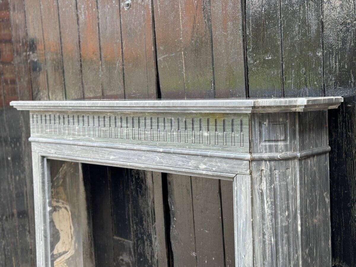 Half-moon Louis XVI Style Fireplace In Turquin Blue Marble Circa 1900