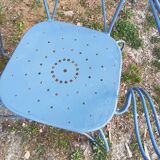 Large blue wrought iron garden furniture