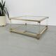Table basse lucite, laiton et verre années 70