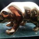 Pair of greenhouse book in bronze and marble "bear and bull"