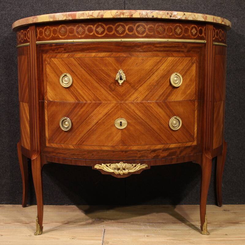 French Louis XVI Style Half-Moon Commode