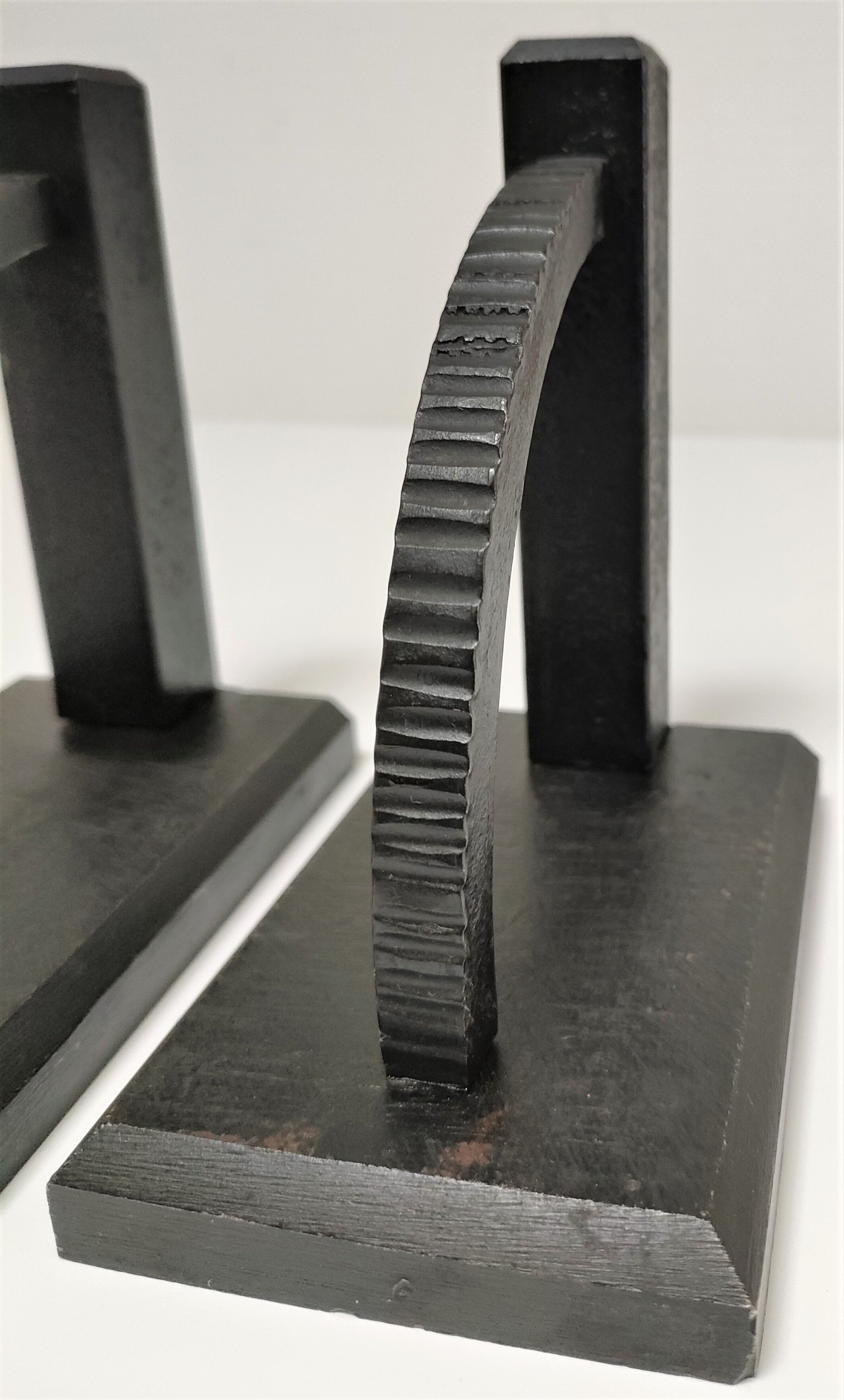 Pair of bookends in black lacquered steel design 60s