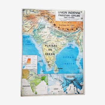 Ancienne carte mdi union indienne pakistan ceylan/japon economique