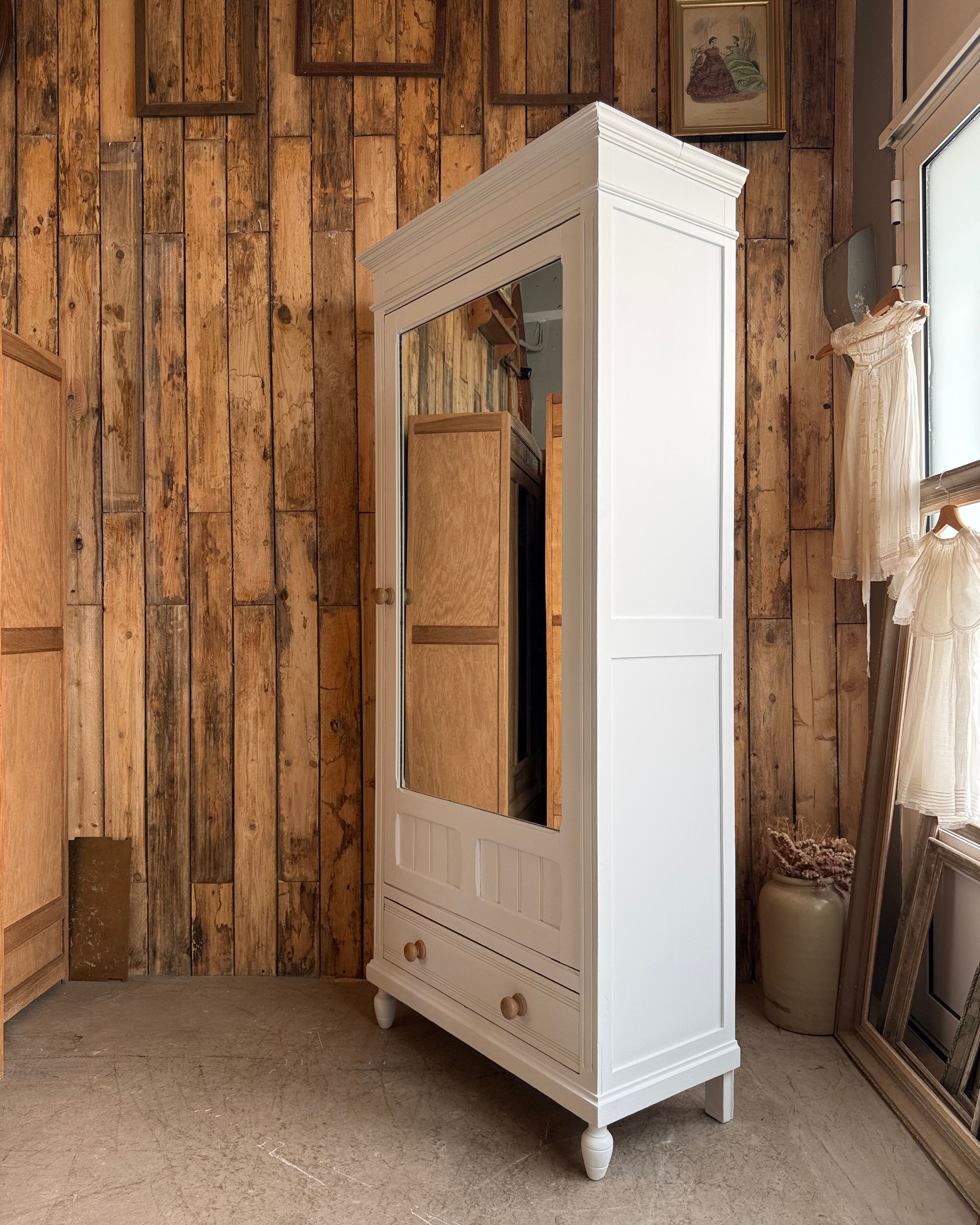 Antique white mirrored wardrobe (renovated)