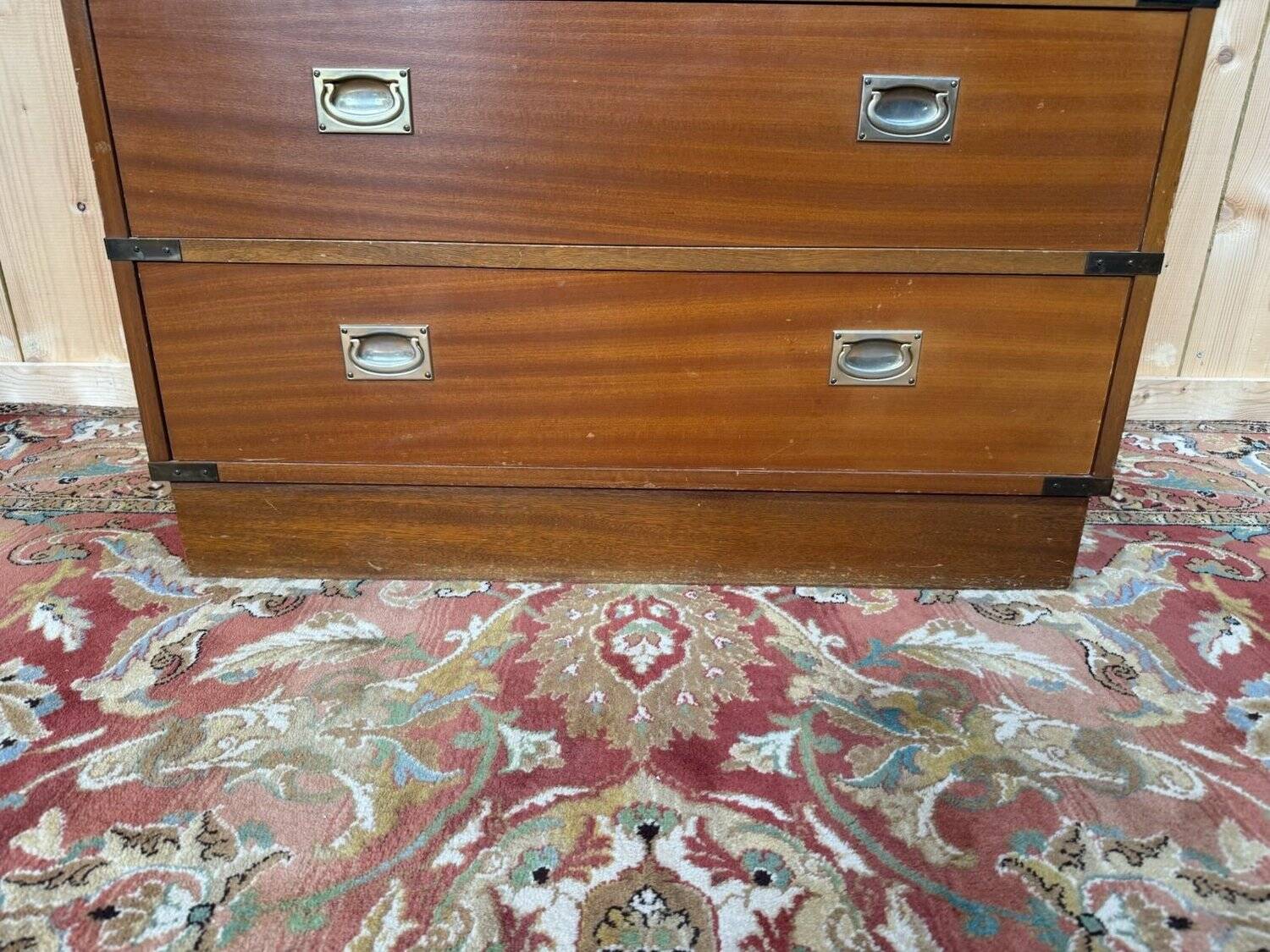 Commode marine Anglaise acajou et laiton — style Campaign 1960