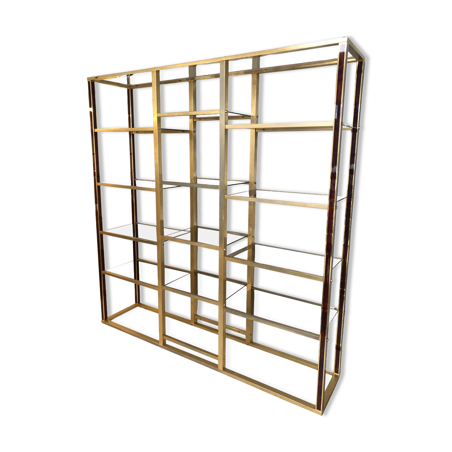 Brass library and smoked glass, 1970