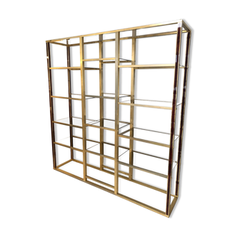 Brass library and smoked glass, 1970