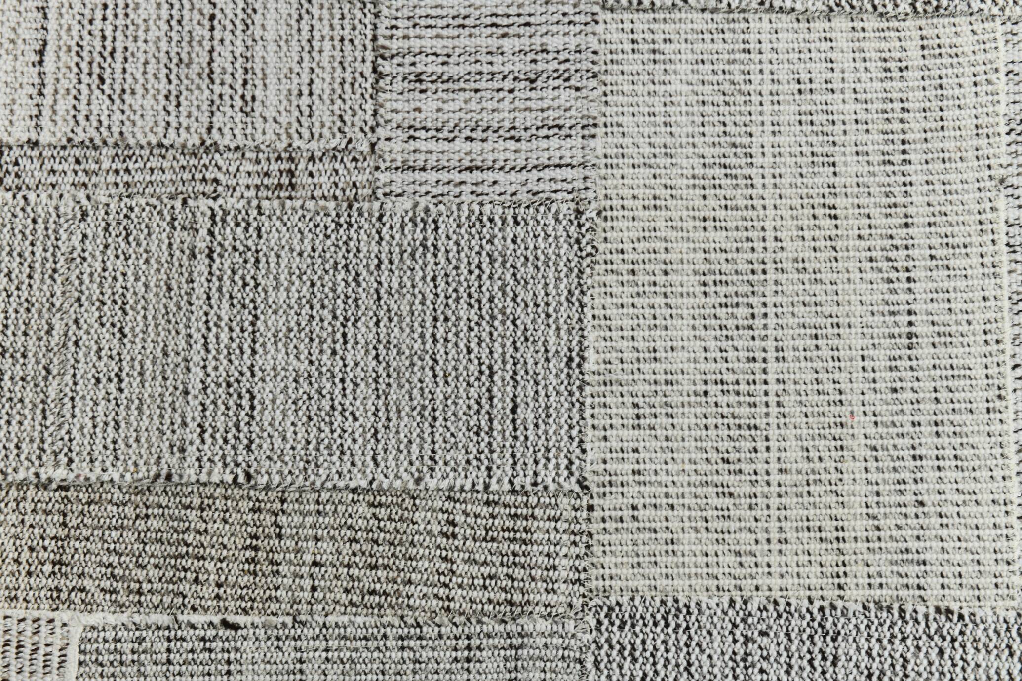 2x8 Kilim White Black Solid Kilim Runner Rug, 72x254Cm