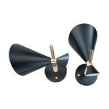 Pair of dialog-form sconces