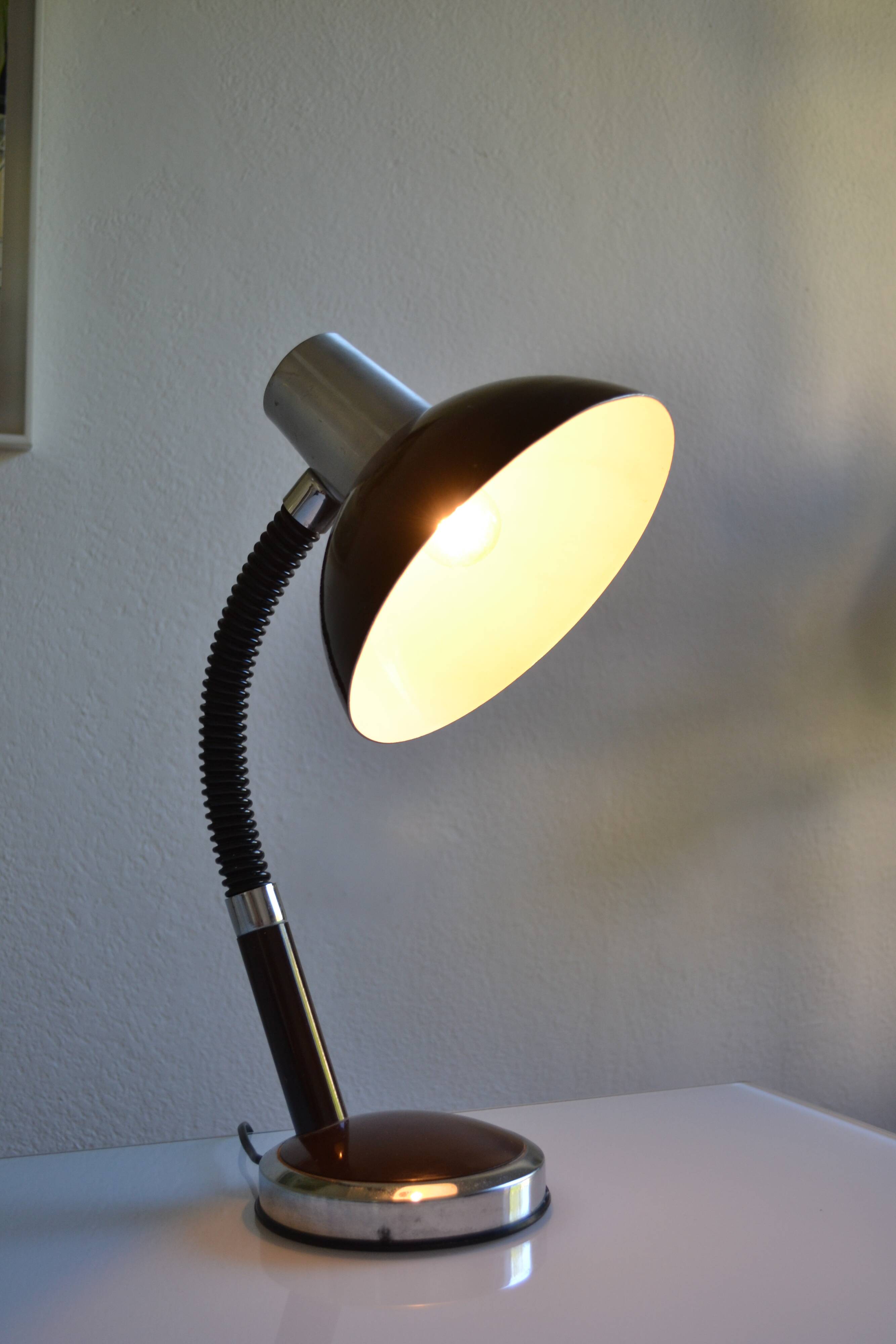 Vintage desk lamp France brown 70s 1970