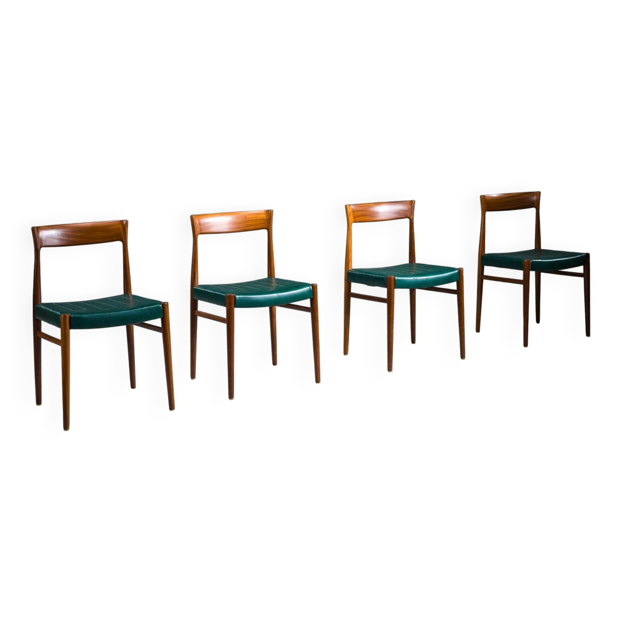 Chaises de salle à manger en similicuir vert botanique, années 1970, lot de 4