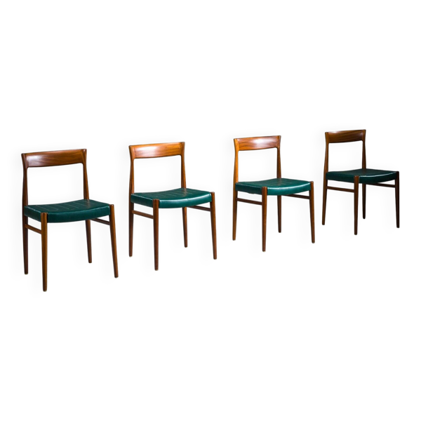Chaises de salle à manger en similicuir vert botanique, années 1970, lot de 4