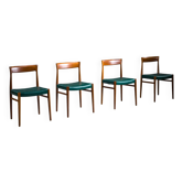 Dining chairs in botanical green vegan leather, 1970s, set of 4