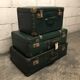 Vintage green case in vulcanized fiber