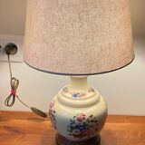 Vintage Ceramic Lamp with Wooden Base