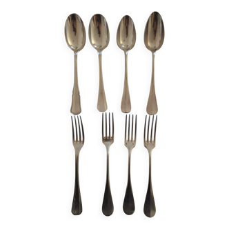Set of 4 forks and 4 soup spoons