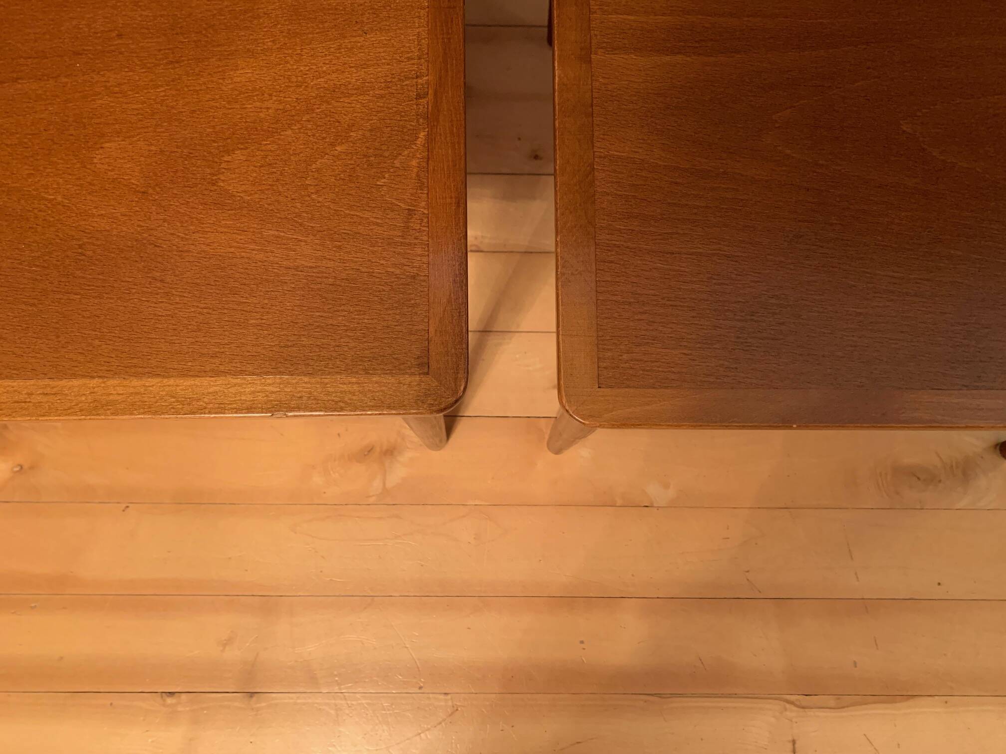 Pair of mahogany side tables, Denmark, 1950s.