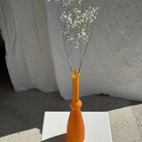 Vase soliflore en verre orange vintage H34
