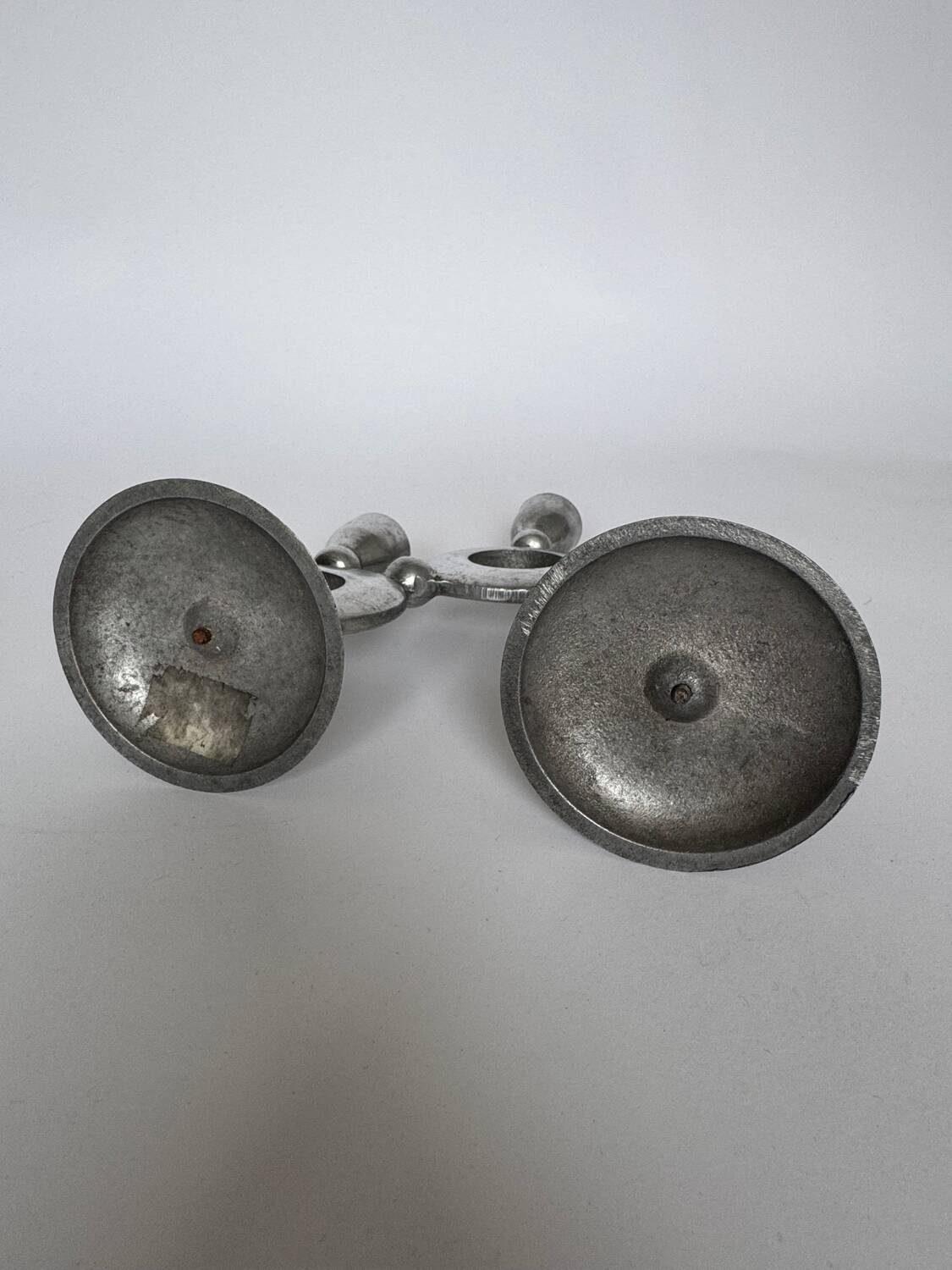 Vintage Modernist Triple Aluminum Candlestick Holder