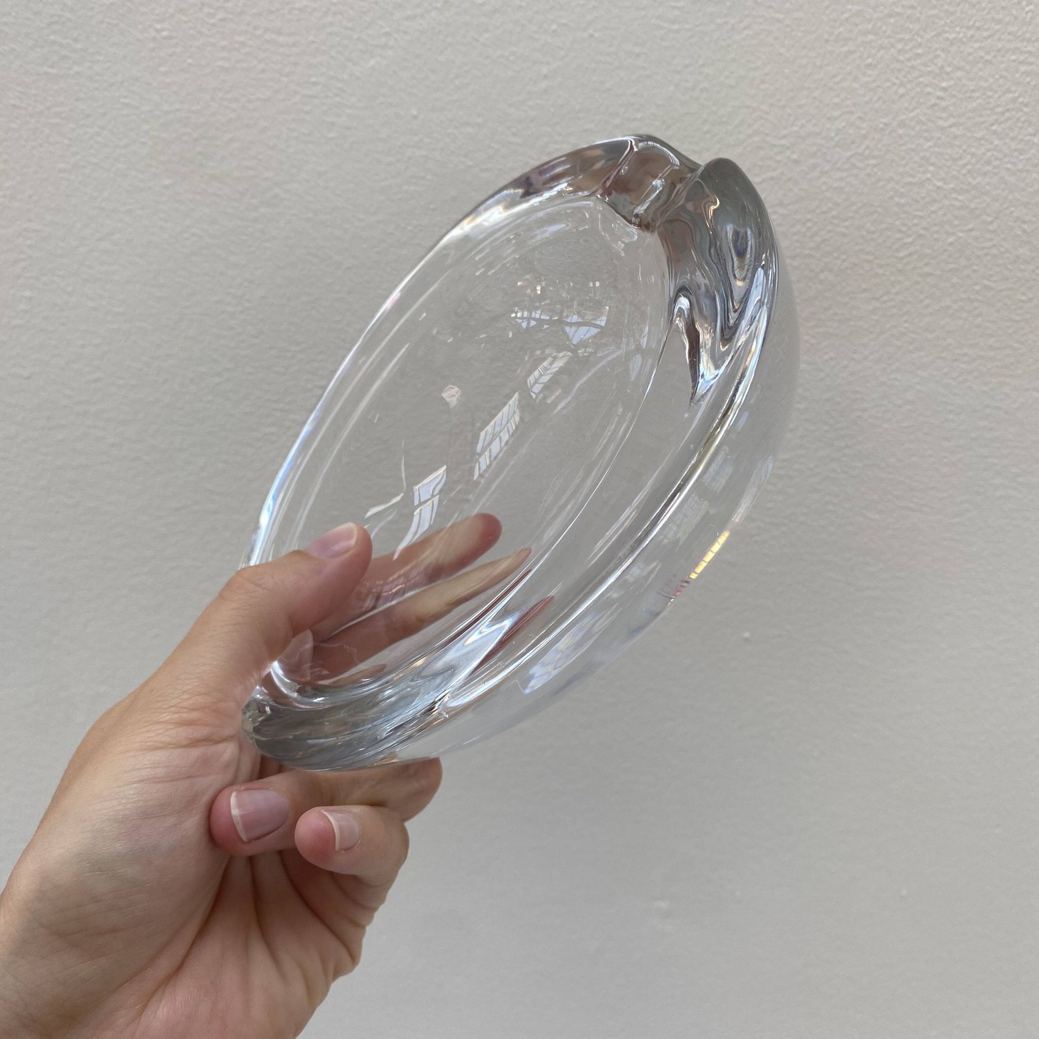 Large glass crystal ashtray by Art Vannes France