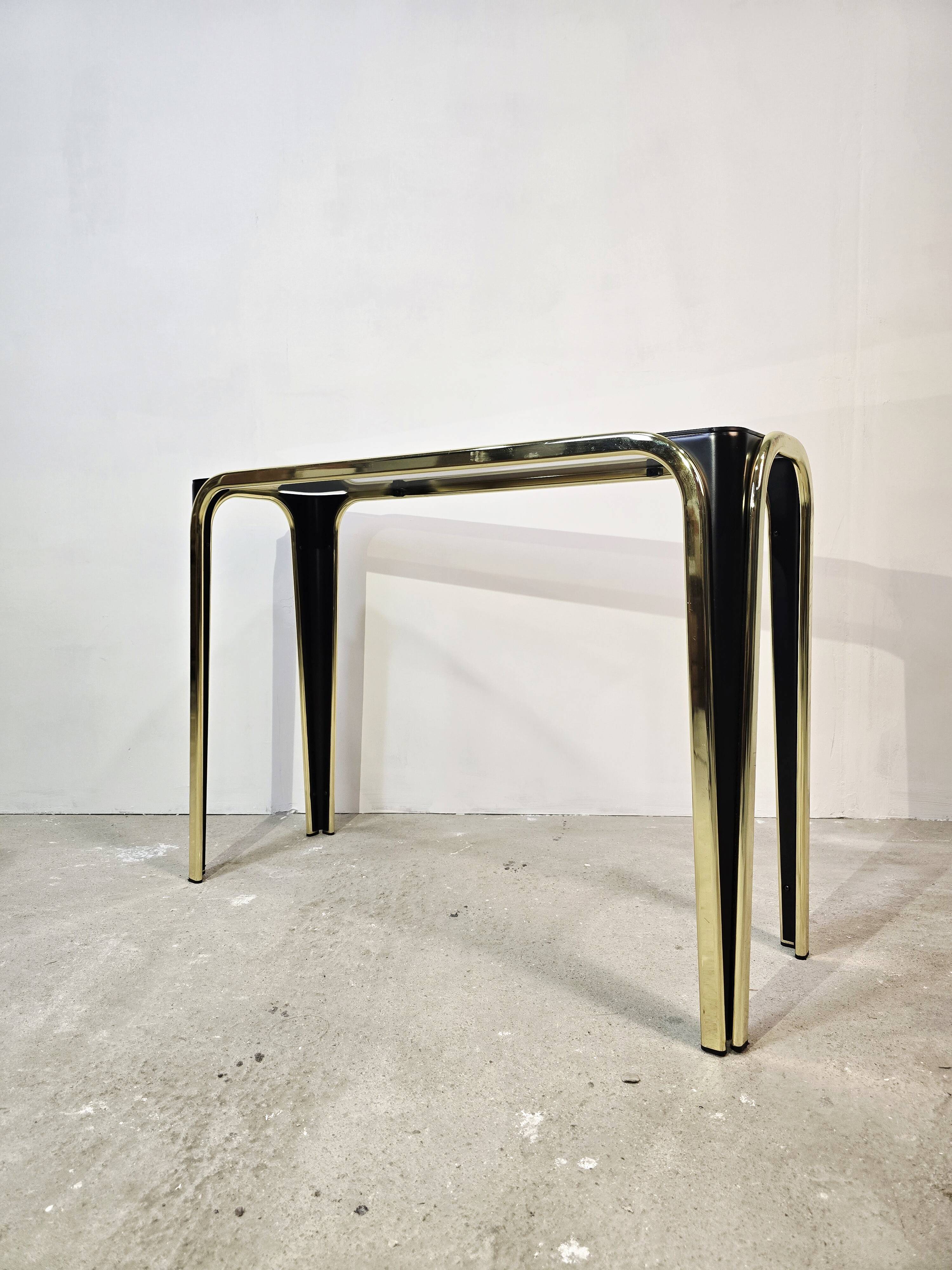 1950s glass and gold console table – Mid-century modern style