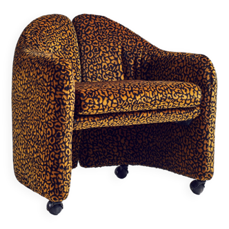 Eugenio Gerli low chair model PS142 leopard fabric (1966)