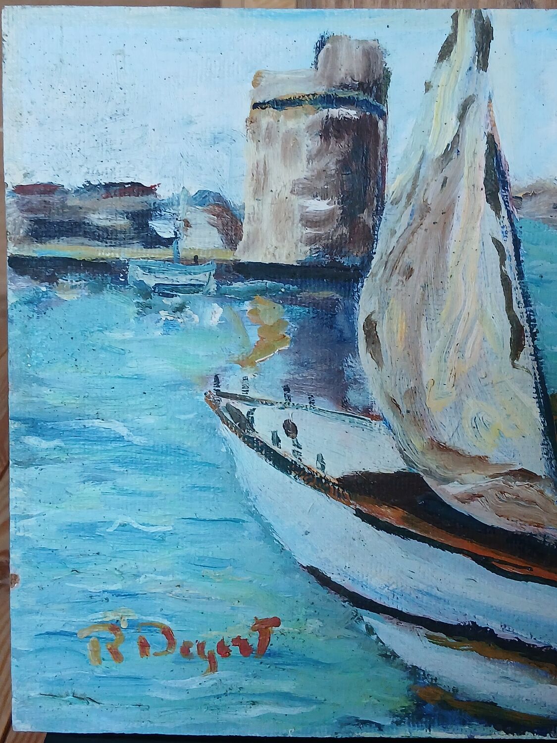 Peinture marine, le port de la Rochelle, années 50