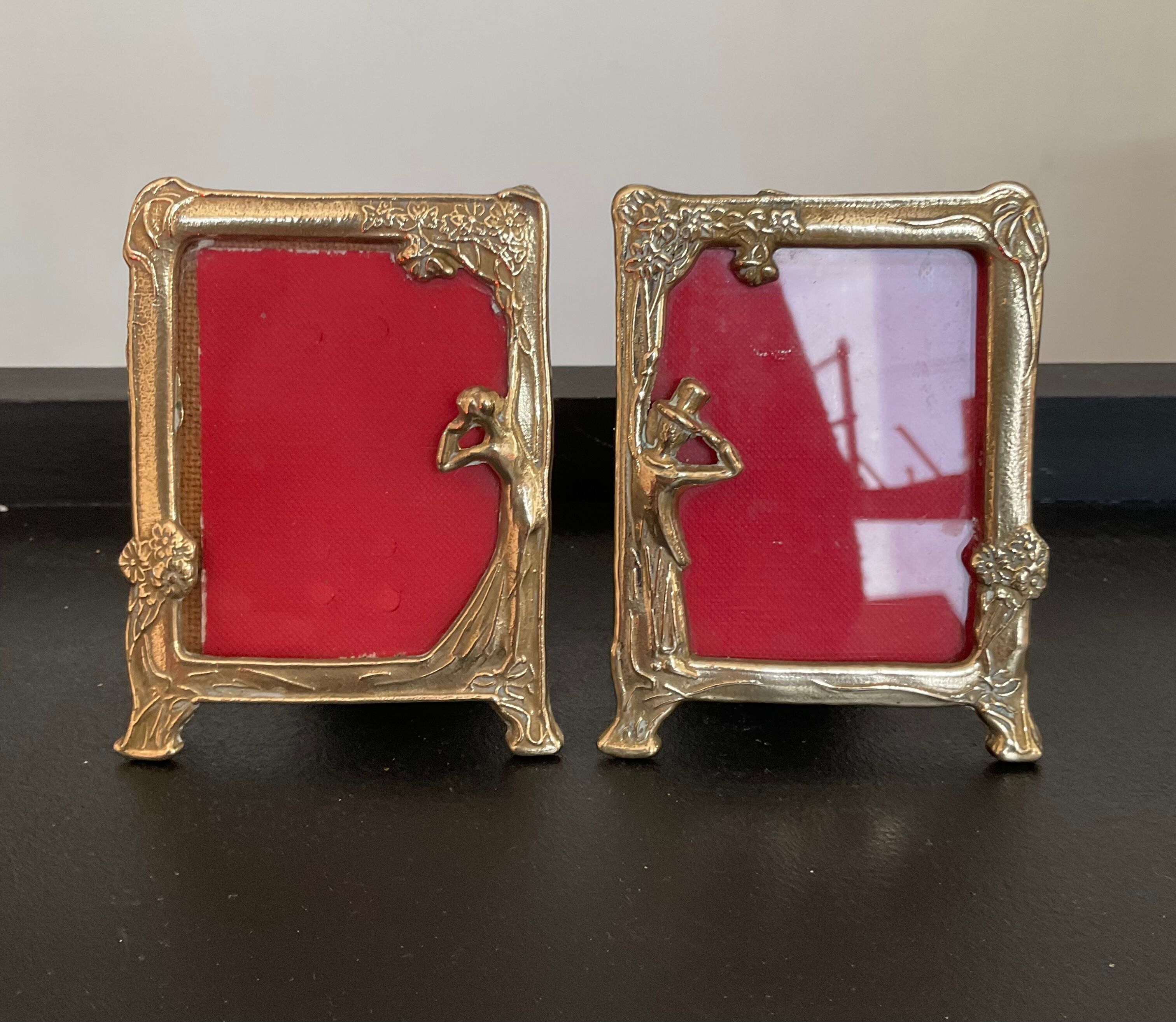 Duo of bronze art deco frames