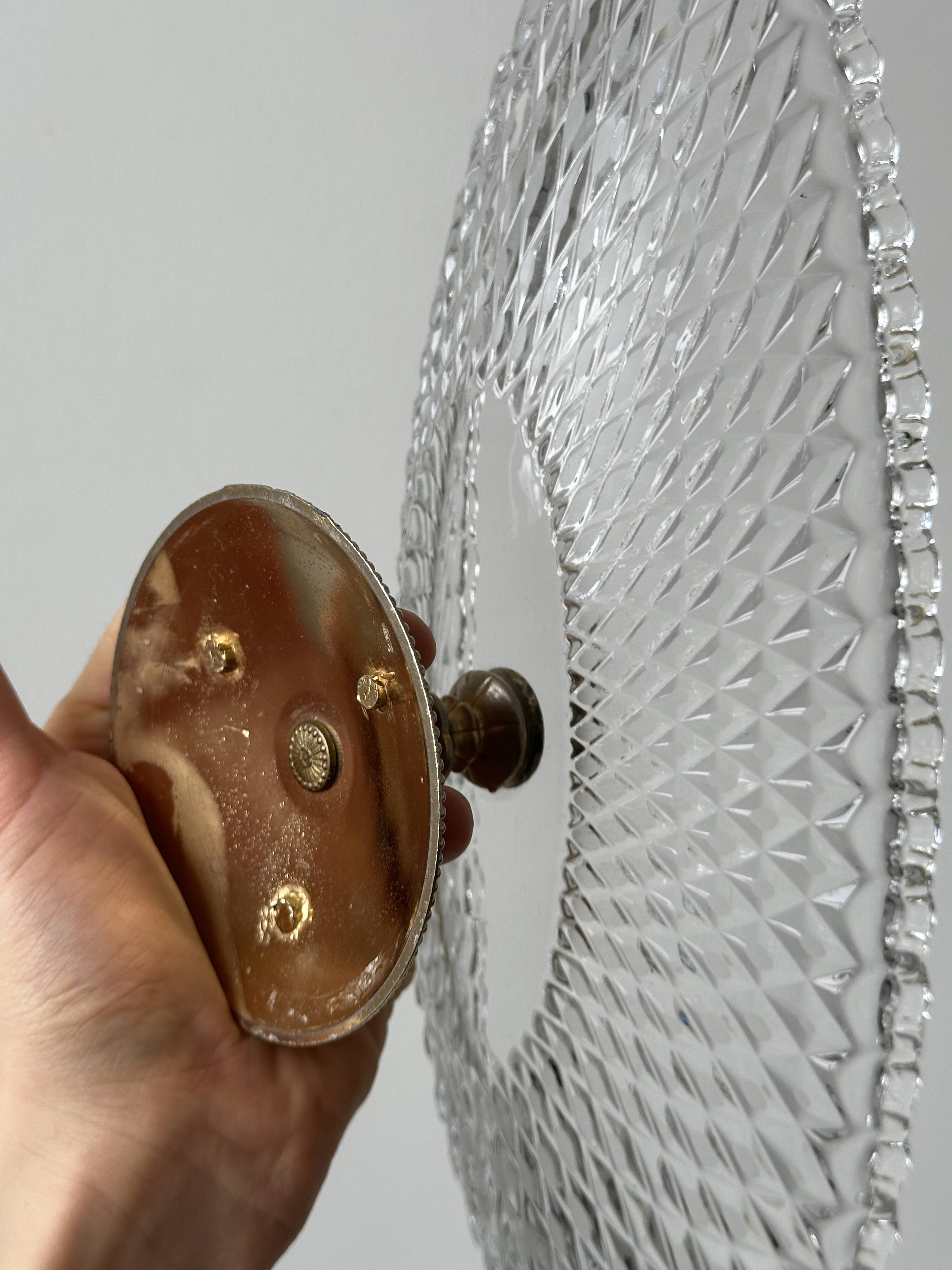 Molded glass bowl with gold metal base