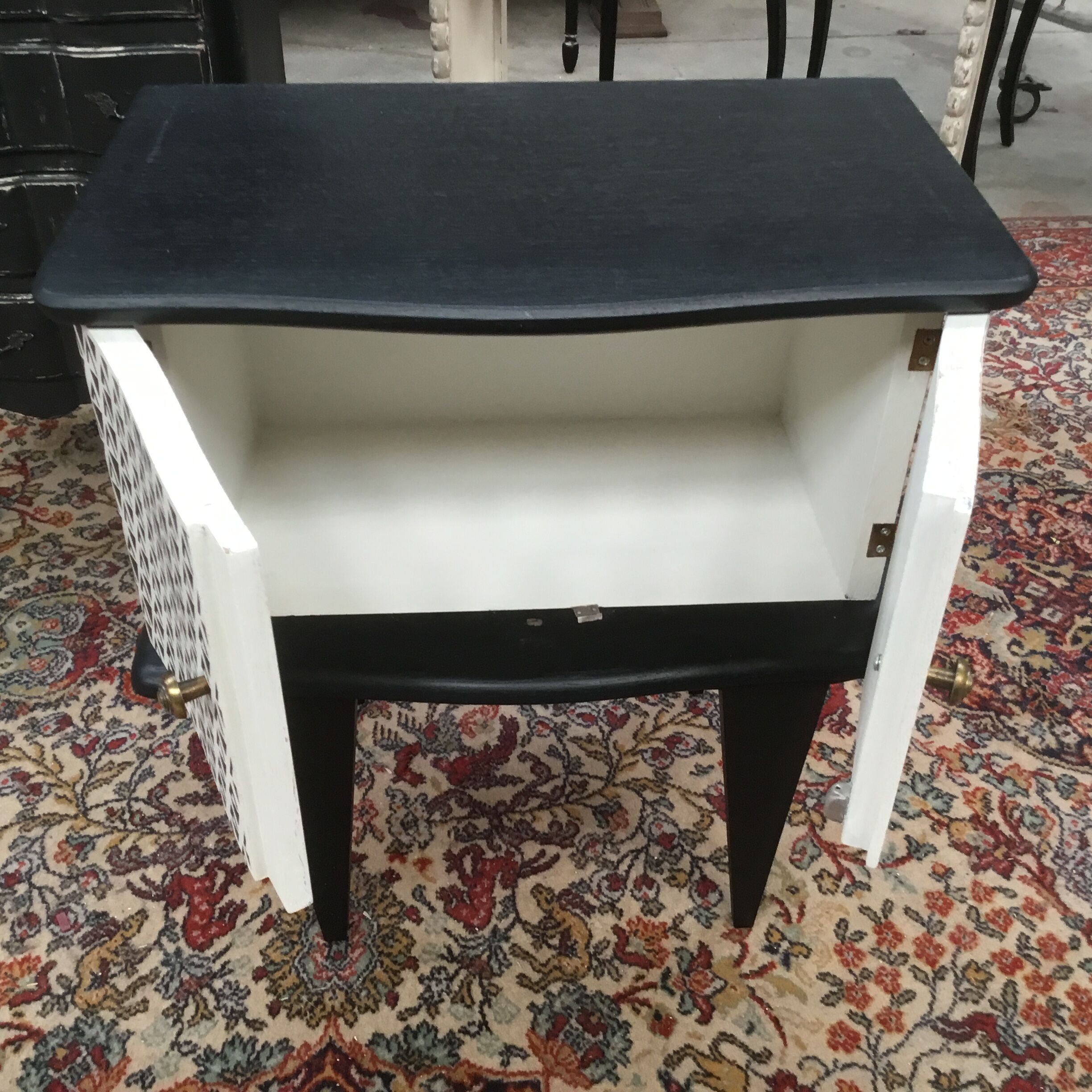 Black and white vintage bedside or extra furniture