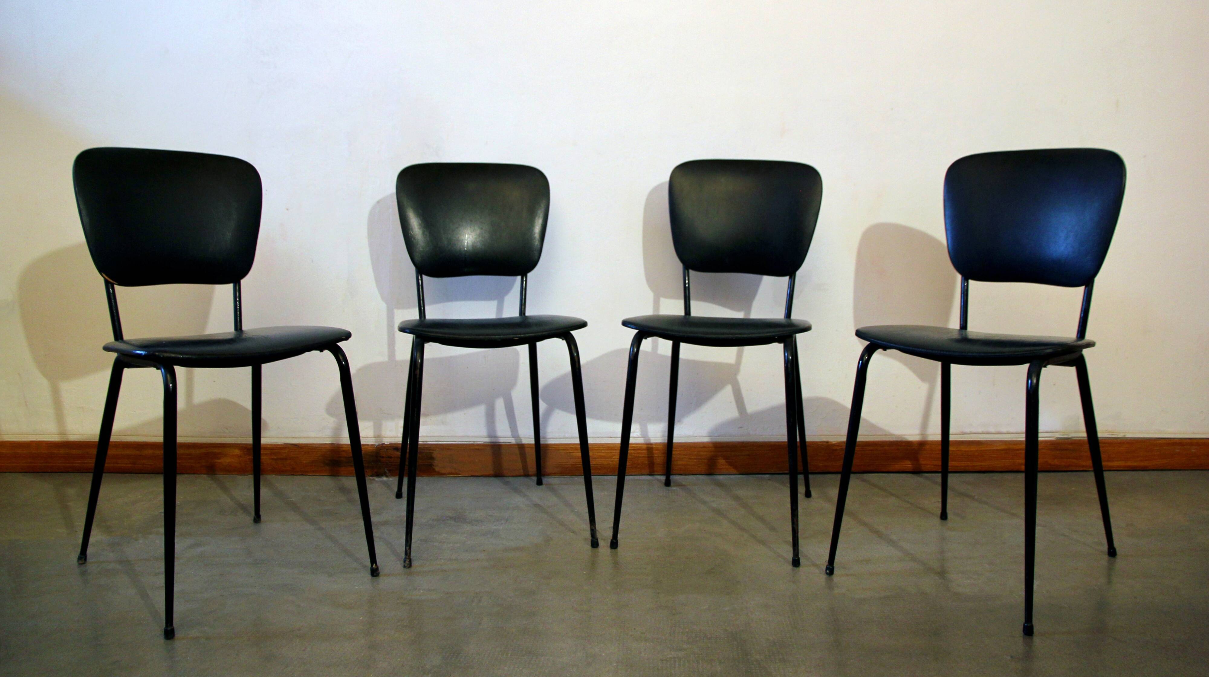 Set of 4 black skai chairs