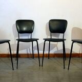 Set of 4 black skai chairs