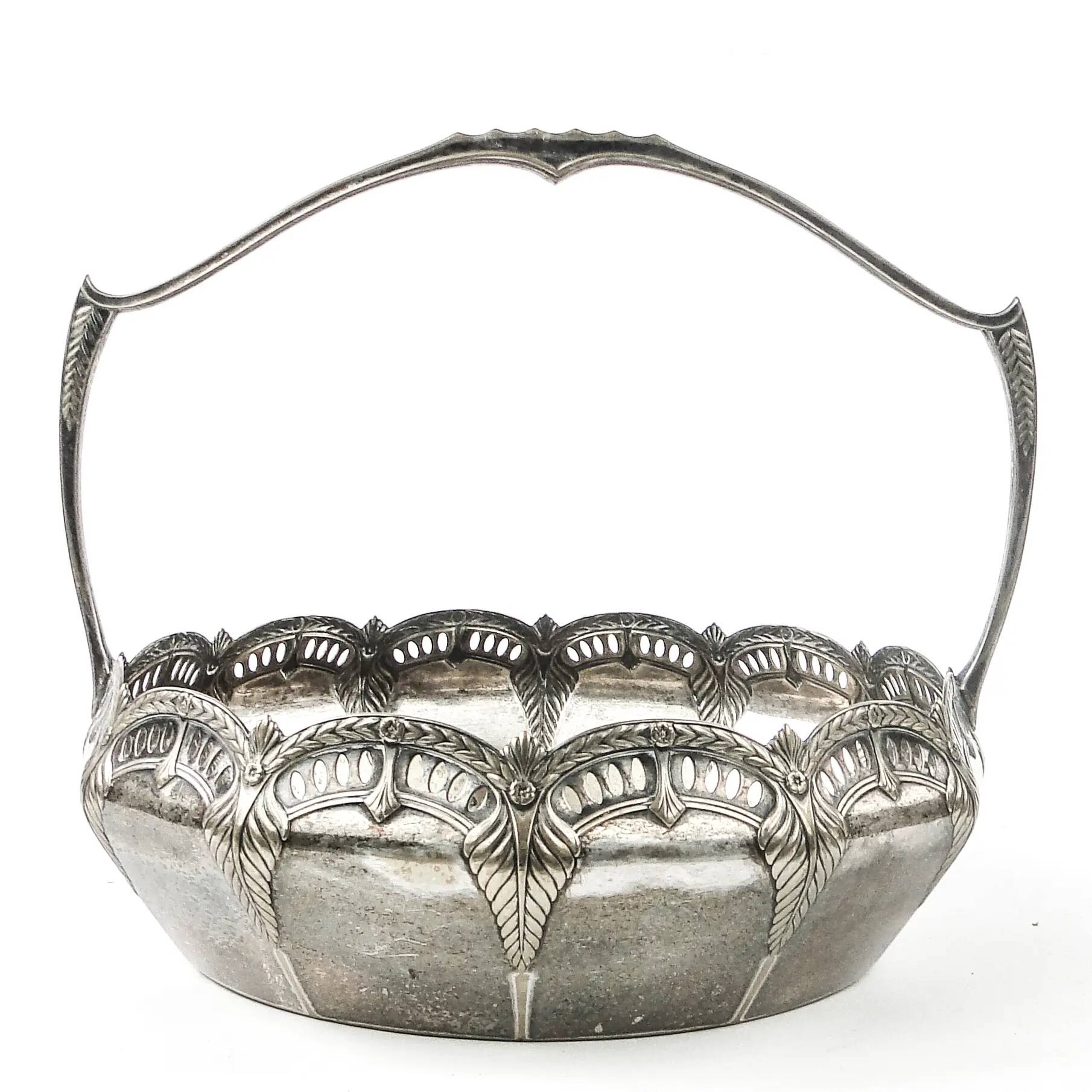 Art Nouveau basket, silver-plated brass, WMF, Germany, early 20th century