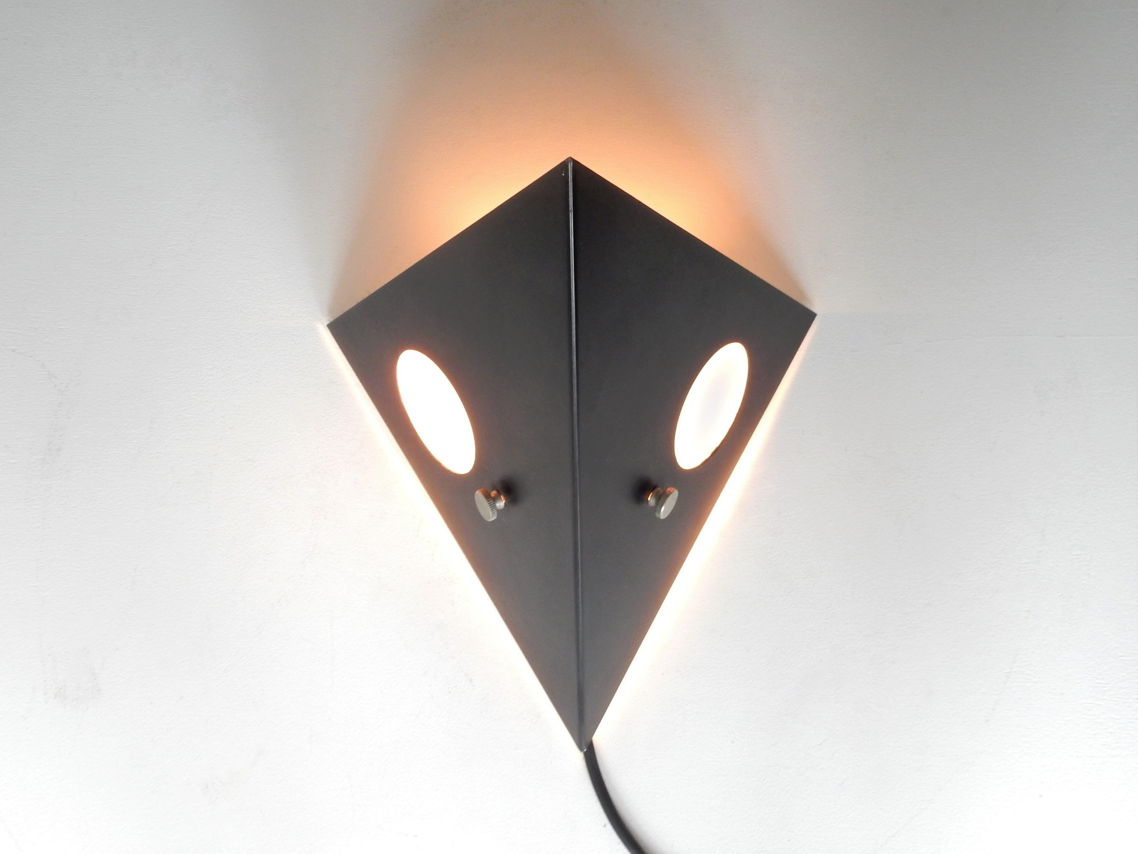 Mid-century dutch black metal night owl sconce from Raak, 1960s