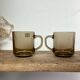 2 Arcoroc France smoked glass mugs