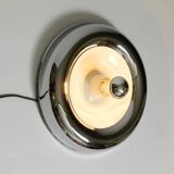 Round metal chrome ceiling or wall lamp from Italy | Space Age Design
