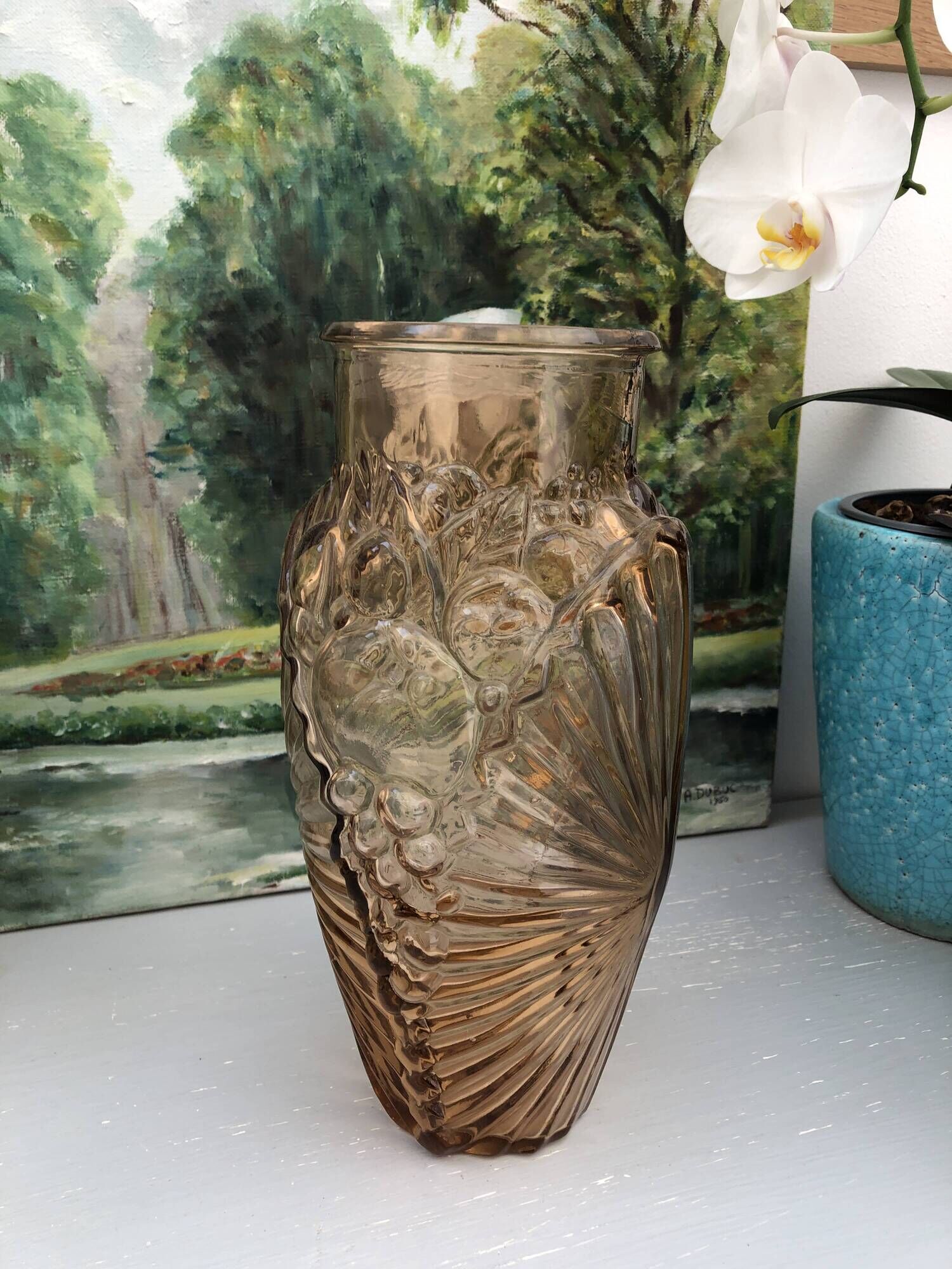 Antique Art Deco Vase 1930 Souchon-Neuvesel "84 Bis" Rose Amber