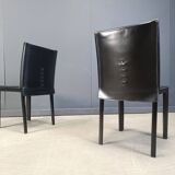 Chaises de salle à manger en cuir noir par Arper Italie, années 1980 - lot de 6