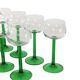 Set of 10 Vintage Luminarc Alsace Wine Glasses Thick Green Stems