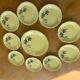 Cake set in yellow earthenware pattern black tulips ceranord Saint-Amand Vintage