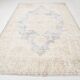 Vintage Light Blue & Cream Turkish Rug, Oriental Pattern Bedroom Carpet