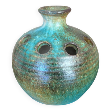 Vase pique fleurs vintage vert / bleu