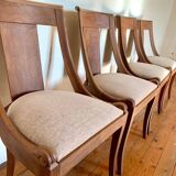 Set of 4 wooden gondola chairs, beige fabric