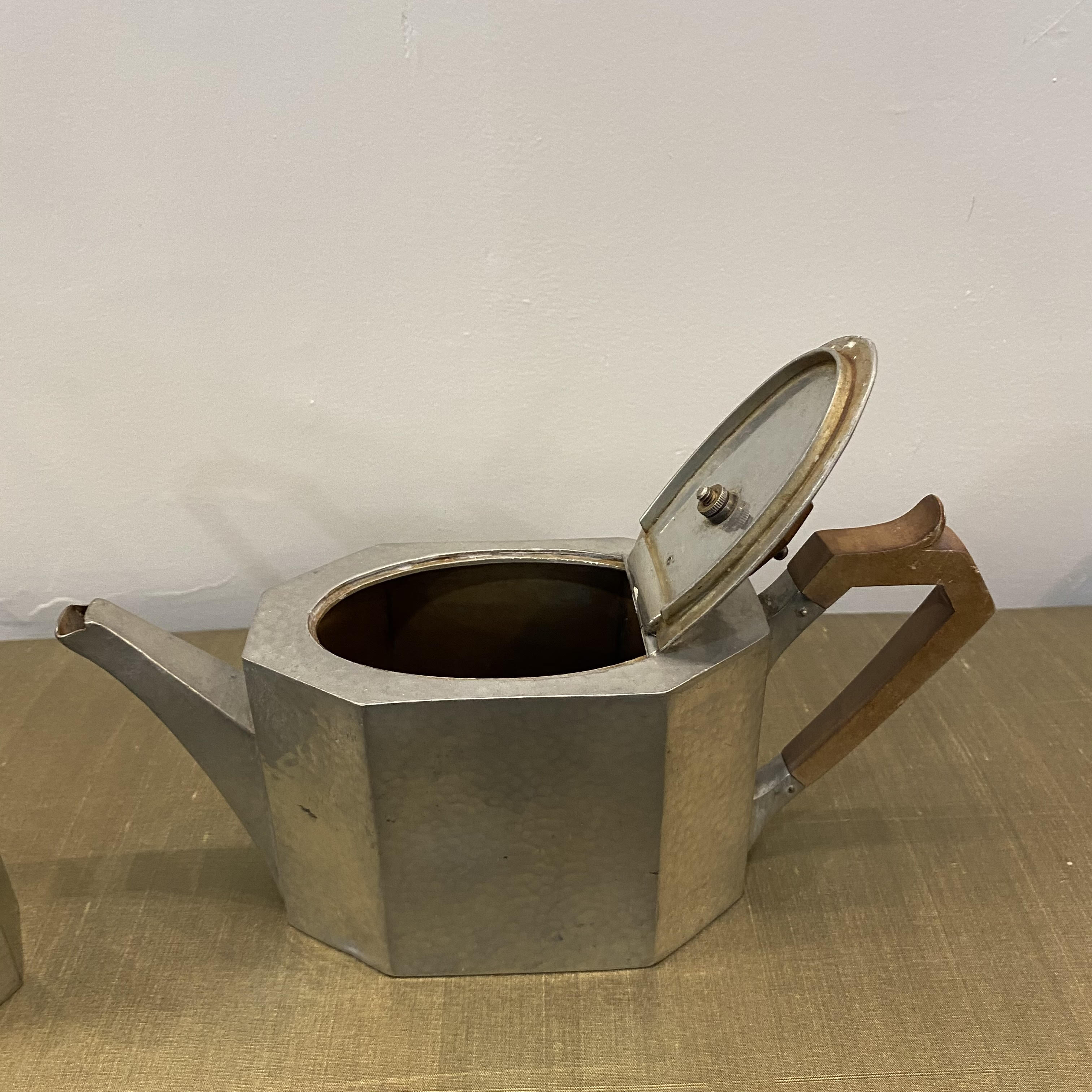 Art deco tea and coffee set in silver plated copper pewter craftsmen