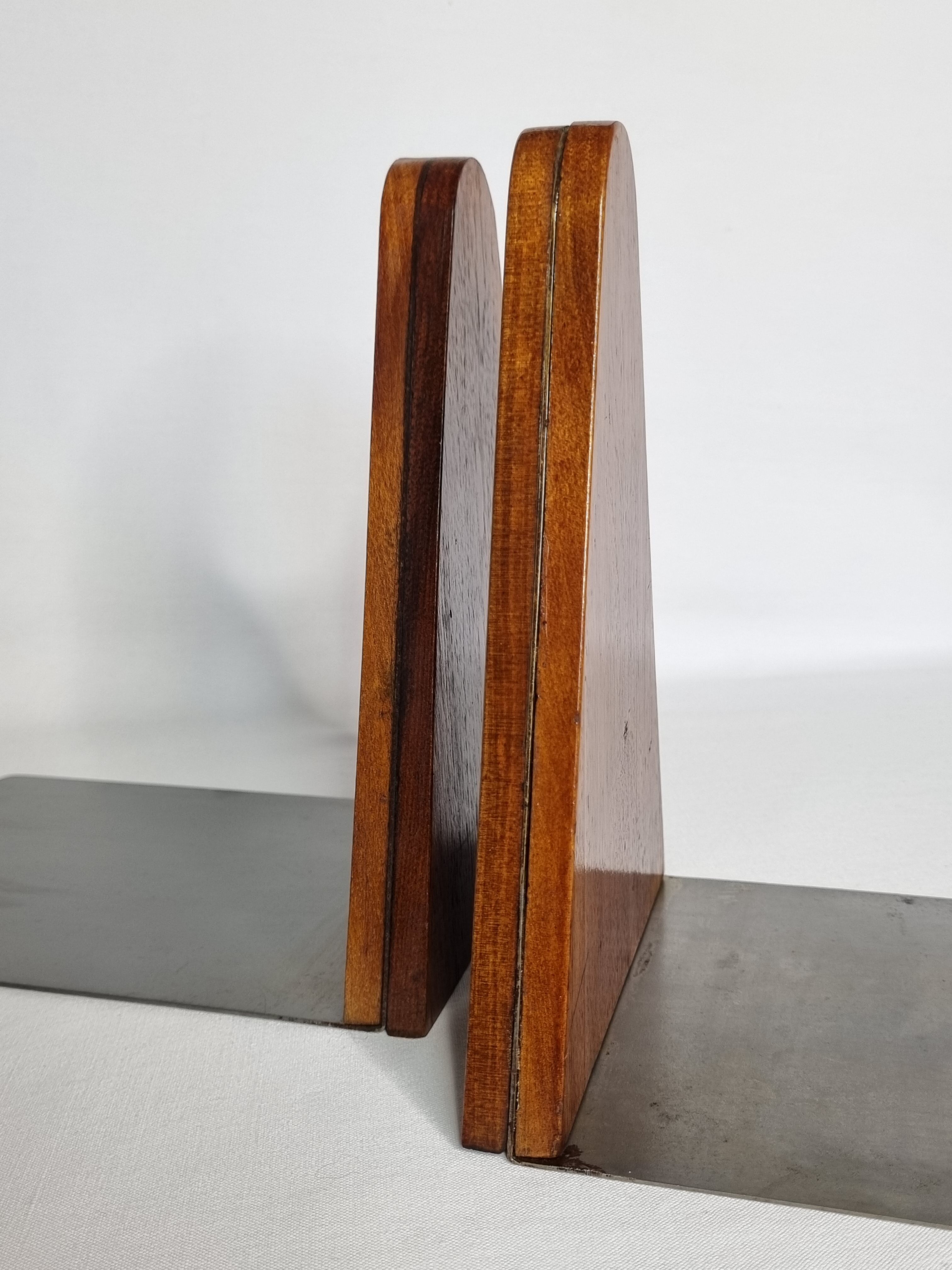 Pair of greenhouse books in wood and metal art deco, 21 cm